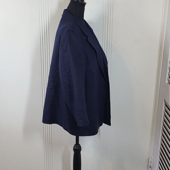 Plus Size Talbots Navy Blue Linen Jacket - Picture 5 of 11